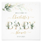 Groene en goudbladervis WelkomstBaby shower Foto Afdruk (Voorkant)
