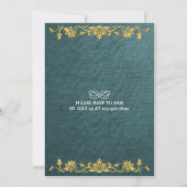 Groene en goudbloeiende borduurboodschappen kaart (Achterkant)