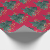 Groene en goudbomen met sneeuwvlokafdruk cadeaupapier (Hoek)