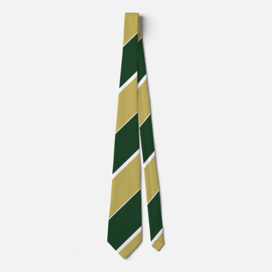 Groene en goudbrede Regimental Stripe Stropdas (Voorkant)