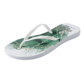 Groene en goudbridesmaïde Favor Monogram Teenslippers (Schuin)