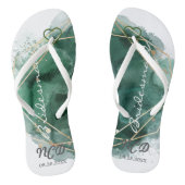 Groene en goudbridesmaïde Favor Monogram Teenslippers (Voetbed)