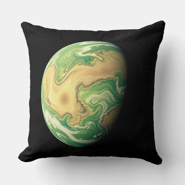Groene en goudbruine planeet kussen (Voorkant)