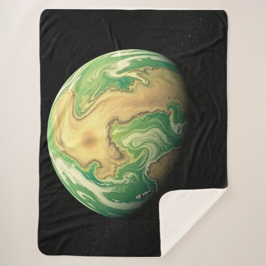 Groene en goudbruine planeet sherpa deken (Voorkant)