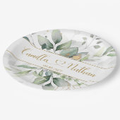 Groene en goudbruinhuwelijken  papieren bordje (Gekanteld)