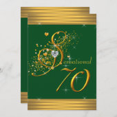 Groene en gouden 70e verjaardag uitnodigingen (Voorkant / Achterkant)