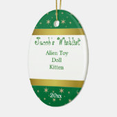 Groene en gouden Aangepaste Wishlist-versiering Keramisch Ornament (Links)