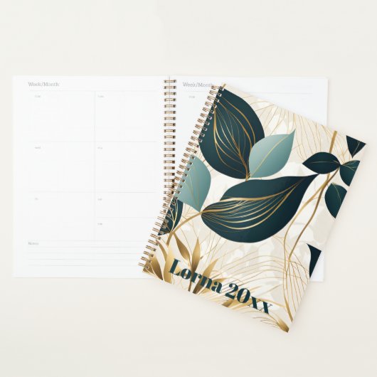 Groene en gouden Abstracte bladeren Planner (Display)