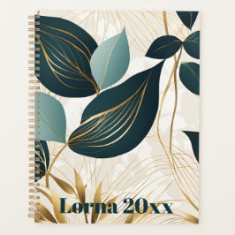 Groene en gouden Abstracte bladeren Planner
