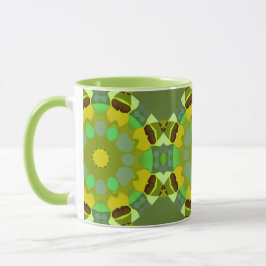 Groene en gouden abstracte koffiemok mok