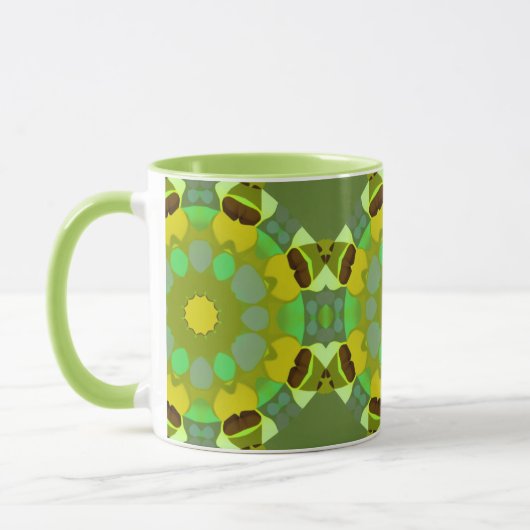 Groene en gouden abstracte koffiemok mok (Links)