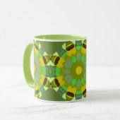 Groene en gouden abstracte koffiemok mok (Voorkant links)