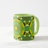 Groene en gouden abstracte koffiemok mok (Voorkant rechts)