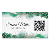 Groene en gouden Abstracte moderne QR-code Magnetisch Visitekaartje (Voorkant)
