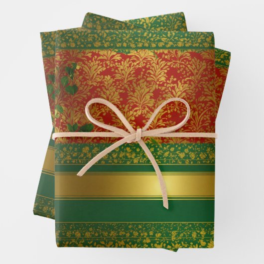 Groene en gouden achtergrond. inpakpapier vel (In situ)