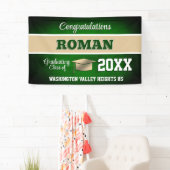 Groene en gouden afstudeerfeest spandoek (Insitu)