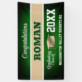 Groene en gouden afstudeerfeest spandoek (Verticaal)
