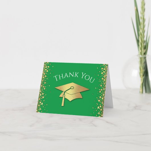 Groene en Gouden Afstuderen Bedankkaart (Voorkant)