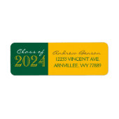 Groene en gouden Afstuderen retour adreslabels Etiket (Voorkant)