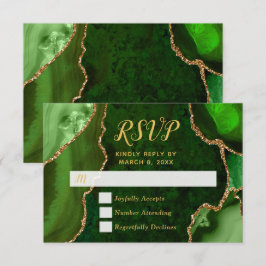 Groene en Gouden Agaat Knikker RSVP Kaartje