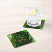 Groene en Gouden Agaat Marmer Verjaardag Kartonnen Onderzetters (Insitu)