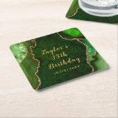 Groene en Gouden Agaat Marmer Verjaardag Kartonnen Onderzetters (Schuin)