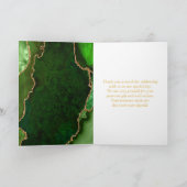 Groene en Gouden Agaat Marmeren Bruiloft Bedankkaart (Binnen)