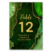 Groene en Gouden Agaat Marmeren Bruiloft Kaart (Achterkant)