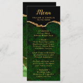 Groene en Gouden Agaat Marmeren Bruiloft Menu (Voorkant / Achterkant)