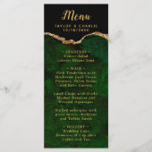 Groene en Gouden Agaat Marmeren Bruiloft Menu (Voorkant)