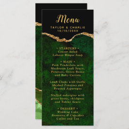 Groene en Gouden Agaat Marmeren Bruiloft Menu