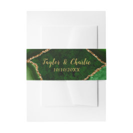 Groene en Gouden Agaat Marmeren Bruiloft Uitnodigingen Wikkel