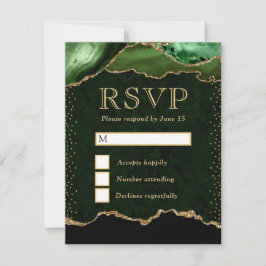 Groene en Gouden Agat Huwelijk RSVP Kaartje