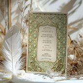 Groene en gouden art deco bruiloft kaart