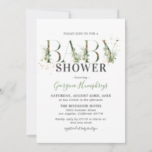 Groene en gouden baby shower kaart