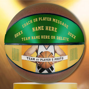 Groene en gouden Basketball Ball voor coach Senior Basketbal