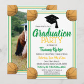Groene en gouden Basketball Graduy Party Kaart (Voorkant / Achterkant)