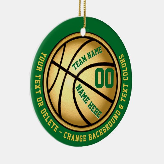Groene en gouden Basketball Ornament (Rechts)