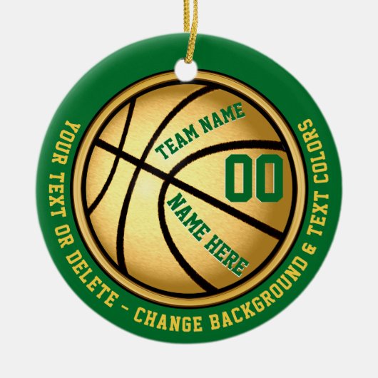 Groene en gouden Basketball Ornament (Voorkant)