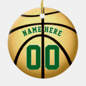 Groene en gouden Basketball Ornament (Achterkant)
