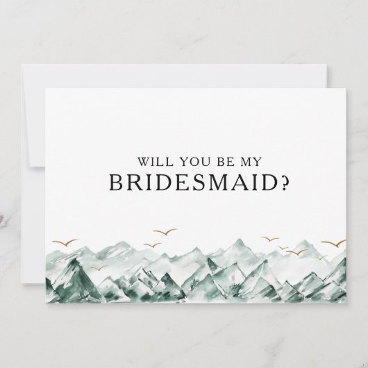 Groene en gouden berg bruidsmeisje voorstel Kaart (Voorkant)