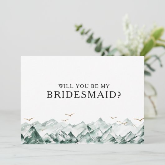 Groene en gouden berg bruidsmeisje voorstel Kaart (Staand voorkant)