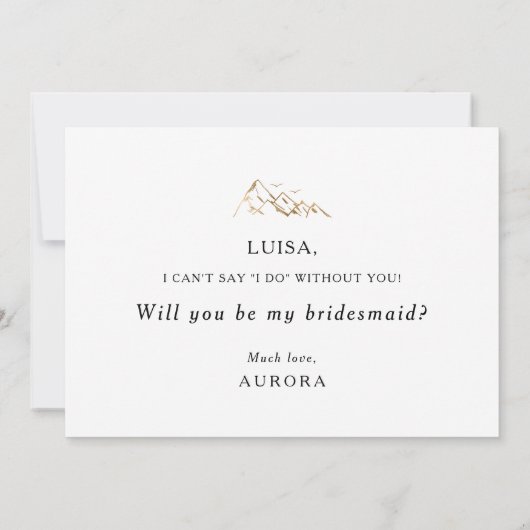 Groene en gouden berg bruidsmeisje voorstel Kaart (Achterkant)