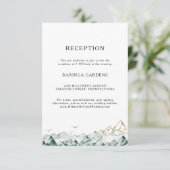 Groene en Gouden Berg Bruiloft Receptie Kaart (Staand voorkant)