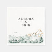 Groene en Gouden Berg Bruiloft Servetten (Voorkant)