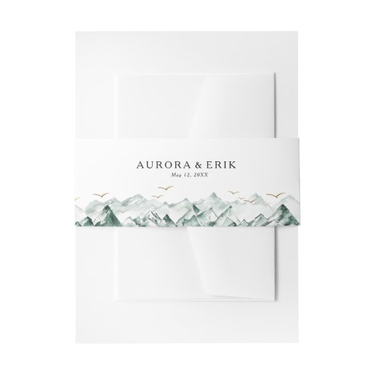 Groene en Gouden Berg Bruiloft Uitnodigingen Wikkel (Voorkant Voorbeeld)
