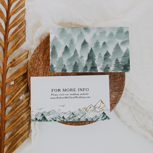 Groene en gouden Berg Bruiloft Website Enclosure Informatiekaartje