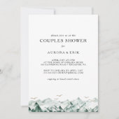 Groene en Gouden Berg Koppels Douche Uitnodiging (Voorkant)