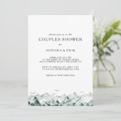 Groene en Gouden Berg Koppels Douche Uitnodiging (Staand voorkant)