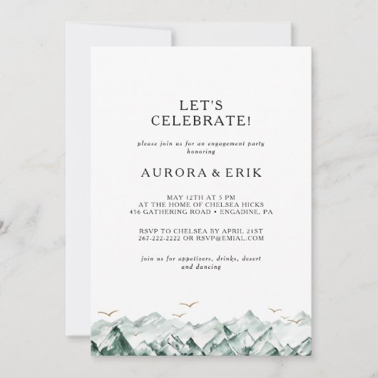 Groene en Gouden Berg Laten we Uitnodiging vieren (Voorkant)